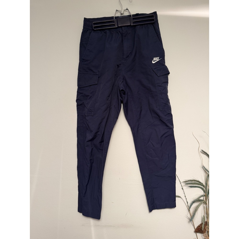 Nike Womens Sportswear Cargo Pants Navy Blue Tapered Elastic Waist Small - Picture 2 of 10